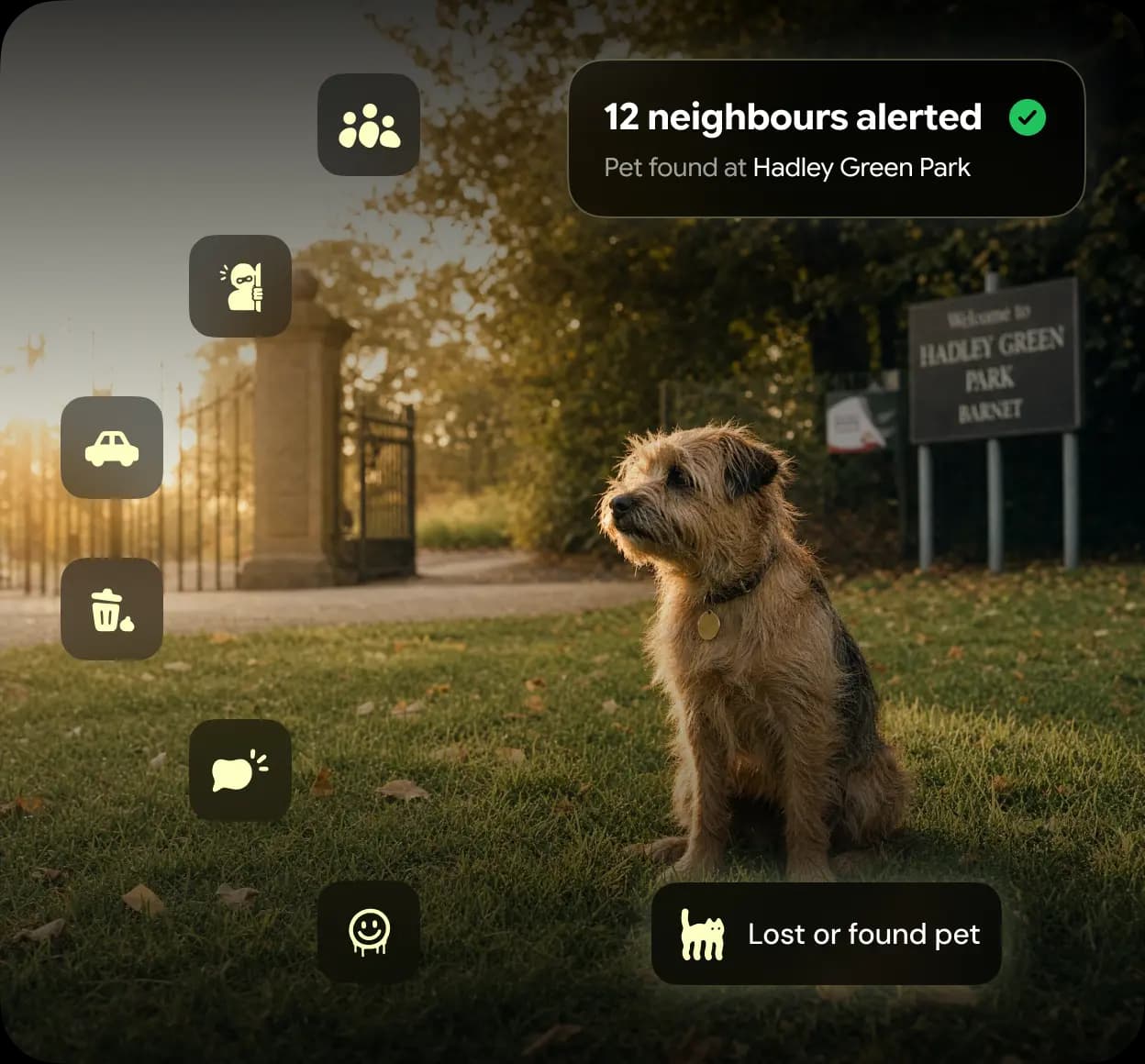 Glome app confirming a broken street light report sent straight to the local council